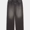 Kurviga låga tvättade svarta baggy jeans