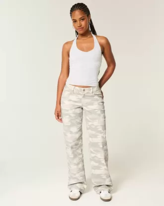 Kurviga låga Y2K Camo Baggy Jeans