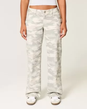 Kurviga låga Y2K Camo Baggy Jeans