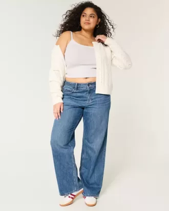 Kurviga mid-Rise Medium Wash Baggy Jeans
