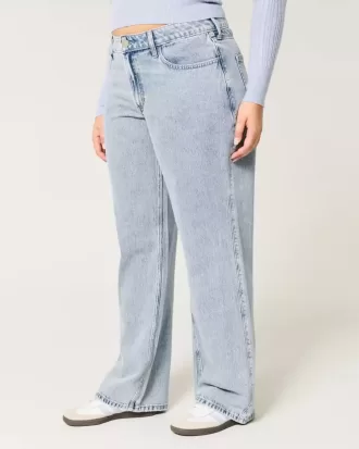 Kurviga mid-Rise Medium Wash Baggy Jeans