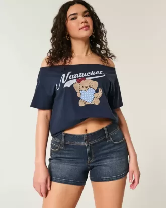 Kurviga Shorts-shorts med mörk tvätt i låg höjd Kurviga Shorts-shorts med mörk tvätt i låg höjd