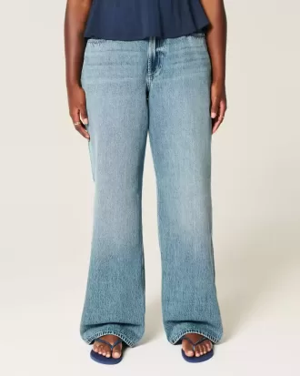 Kurviga väska jeans i hög uppbyggnad