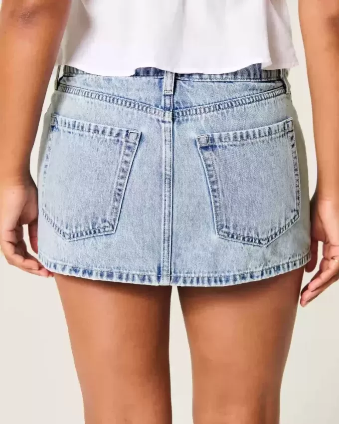 Kurvigt Low-Rise Denim Mini Skort Kurvigt Low-Rise Denim Mini Skort