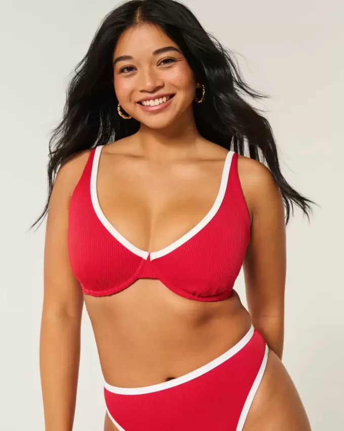 Kurvlig High Apex Ribbed Bygel Bikinitopp