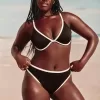 Kurvlig ribbad med hög midja och hög midja Fräck bikinibotten