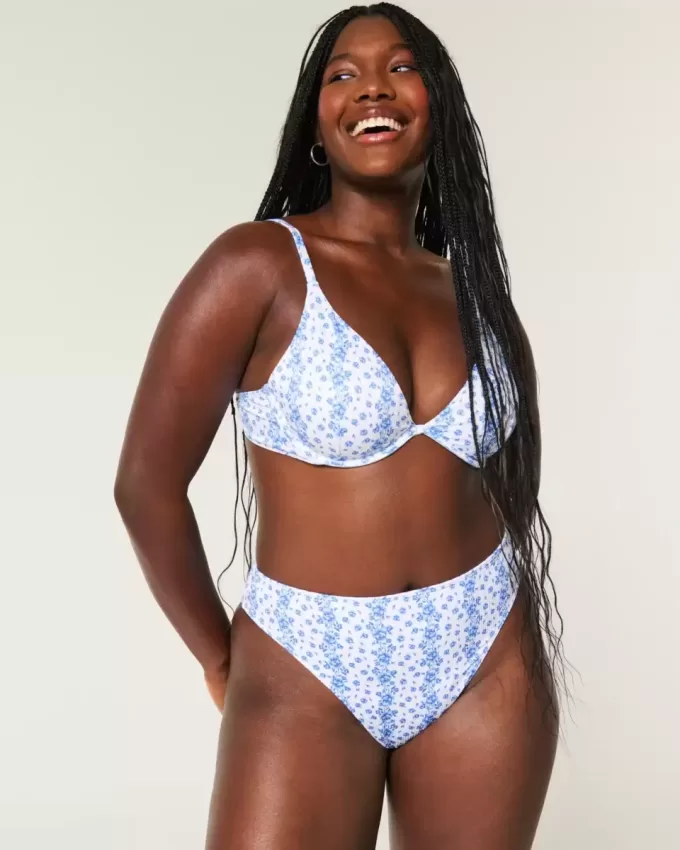 Kurvlig ribbad med hög midja och hög midja Fräck bikinibotten Kurvlig ribbad med hög midja och hög midja Fräck bikinibotten
