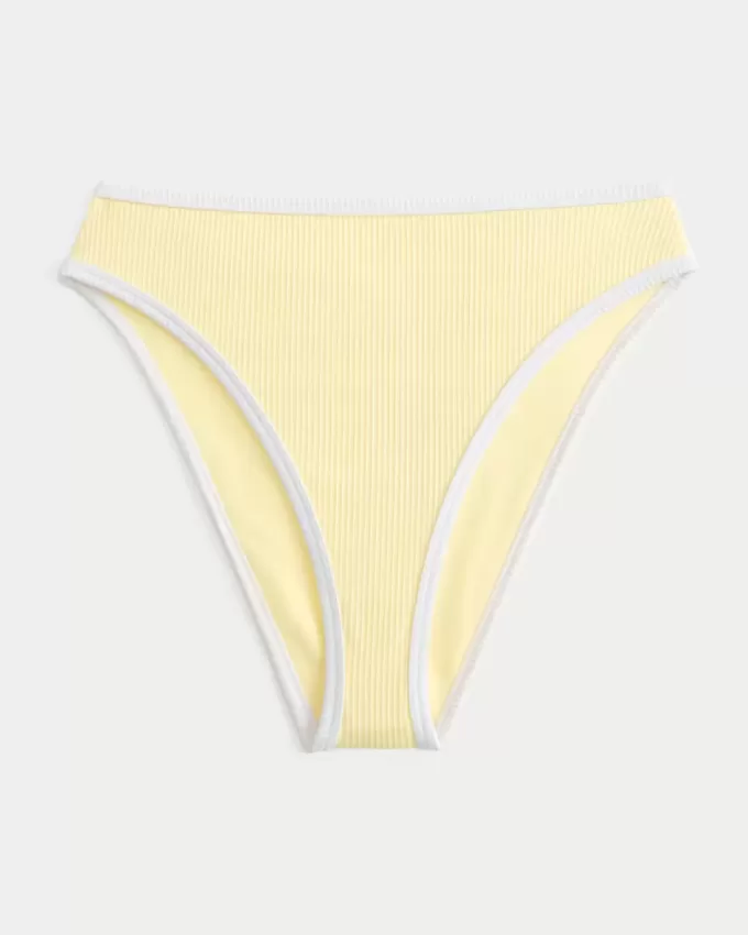 Kurvlig ribbad med hög midja och hög midja Fräck bikinibotten