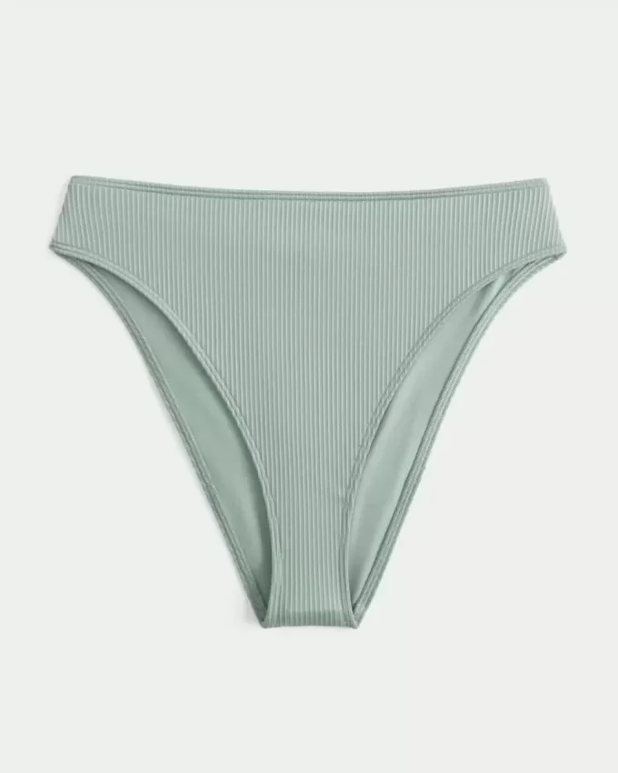 Kurvlig ribbad med hög midja och hög midja Fräck bikinibotten