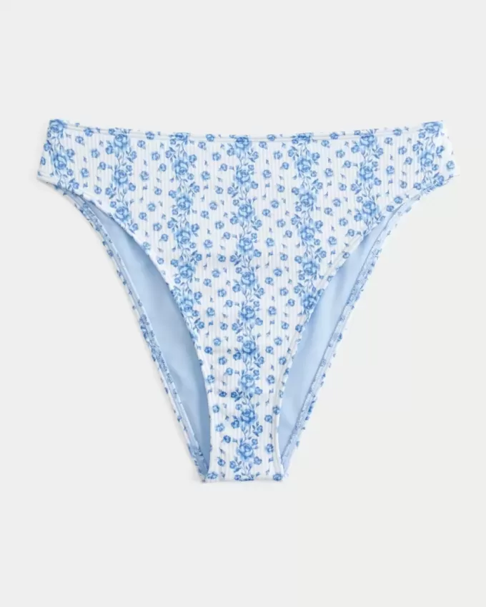Kurvlig ribbad med hög midja och hög midja Fräck bikinibotten Kurvlig ribbad med hög midja och hög midja Fräck bikinibotten