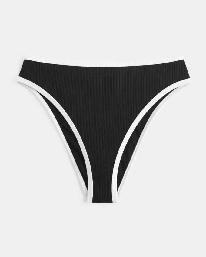 Kurvlig ribbad med hög midja och hög midja Fräck bikinibotten