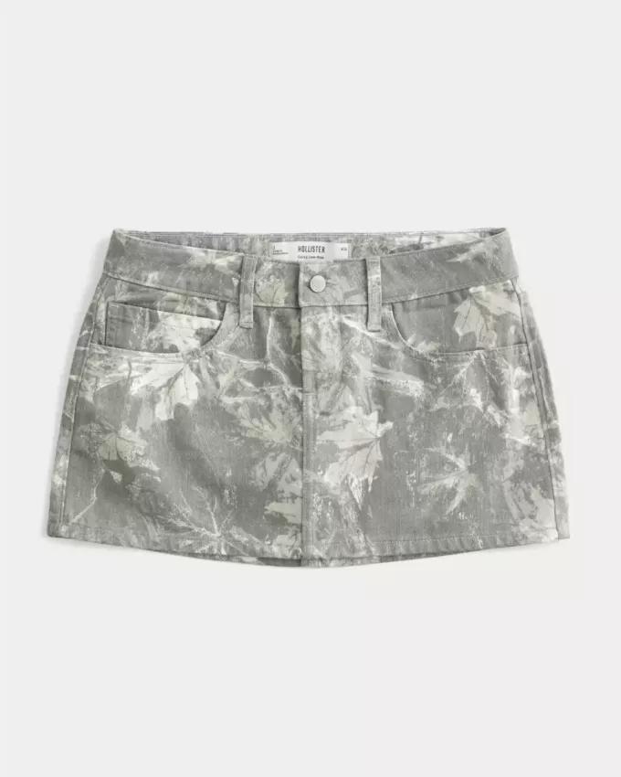 Kurvt låghus Camo Denim Mini Skort Kurvt låghus Camo Denim Mini Skort