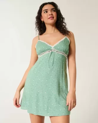 Lace Detail Slip Mini Klänning