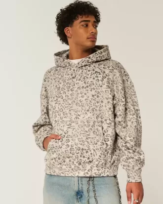 Leopardtryck Baggy Cinch Hoodie