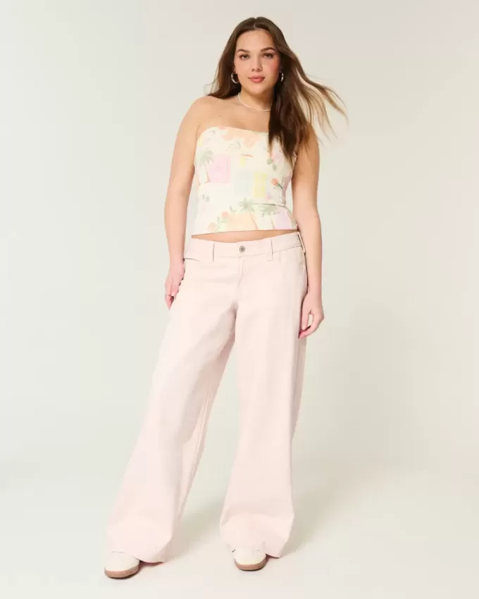 Lågfärgade rosa superbaggy jeans