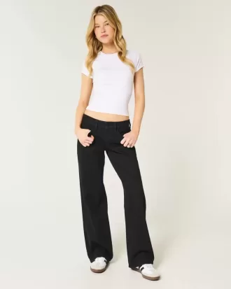 Lågfärgade svarta baggy jeans