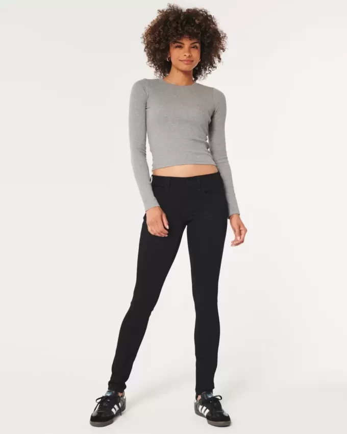 Lågfärgade svarta superskinny jeans