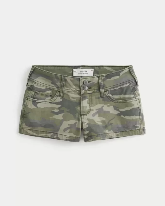 Lågfärgade Y2K Camo Twill Shortie Shorts Lågfärgade Y2K Camo Twill Shortie Shorts