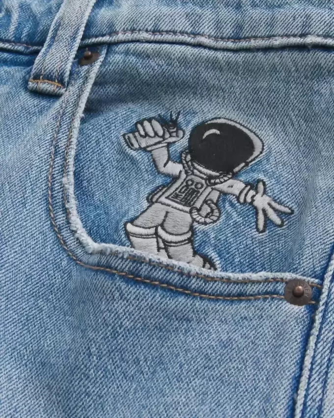Light Wash Astronaut Graphic Super Baggy Jeans Light Wash Astronaut Graphic Super Baggy Jeans