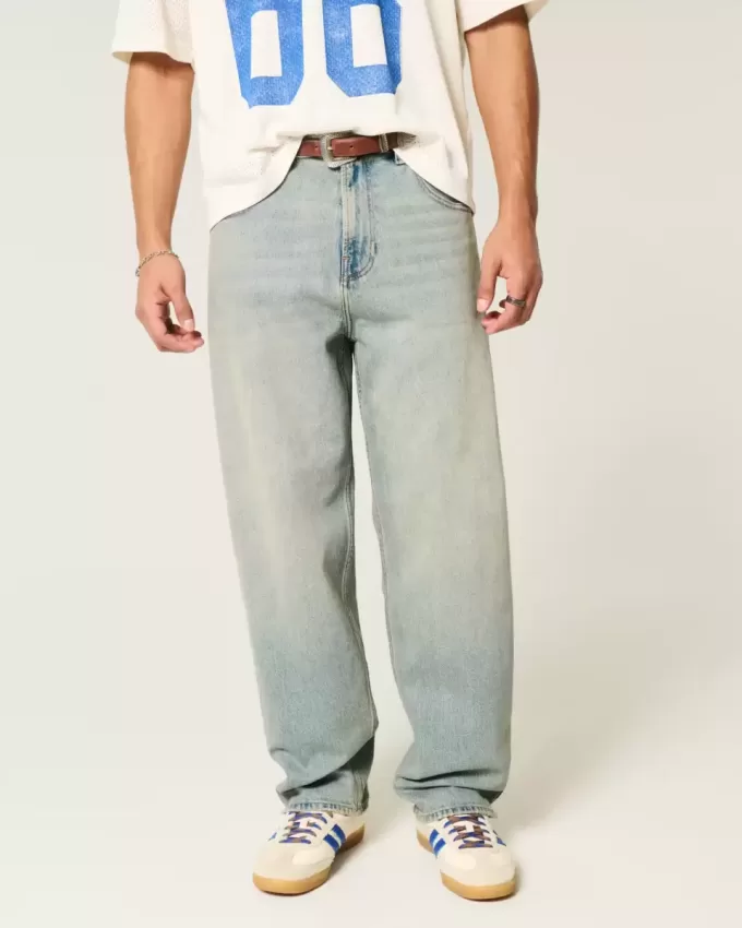 Light Wash Broderade Tärningar Skater Baggy Jeans Light Wash Broderade Tärningar Skater Baggy Jeans