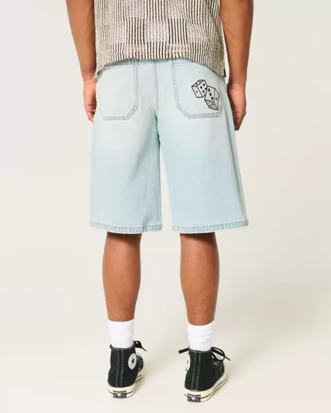 Light Wash Dice Graphic Super Baggy jeansshorts Light Wash Dice Graphic Super Baggy jeansshorts