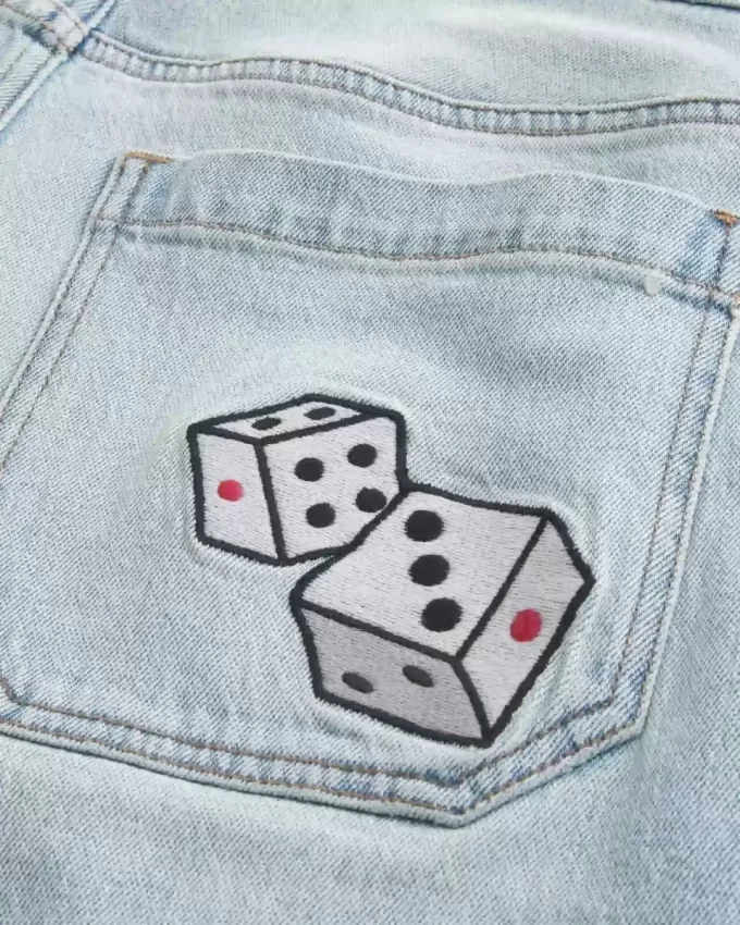 Light Wash Dice Graphic Super Baggy jeansshorts Light Wash Dice Graphic Super Baggy jeansshorts
