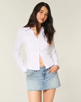 Light Wash Dubbade Denim Mini Skort