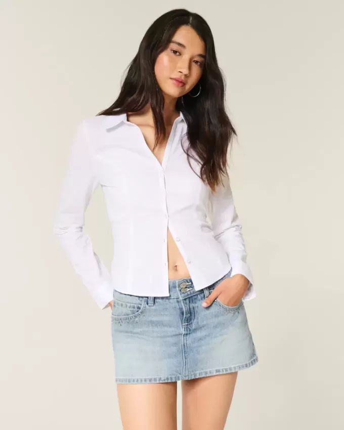 Light Wash Dubbade Denim Mini Skort Light Wash Dubbade Denim Mini Skort