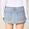 Light Wash Dubbade Denim Mini Skort Light Wash Dubbade Denim Mini Skort