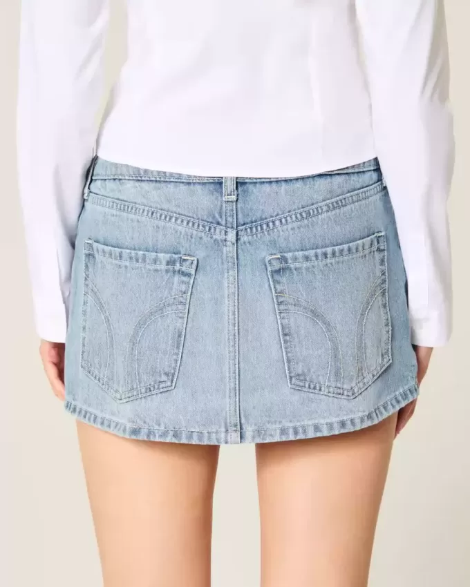 Light Wash Dubbade Denim Mini Skort Light Wash Dubbade Denim Mini Skort