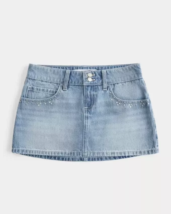 Light Wash Dubbade Denim Mini Skort Light Wash Dubbade Denim Mini Skort
