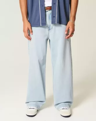 Light Wash New York Graphic Super Baggy Jeans