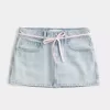 Light Wash Skosnöre Denim Mini Skort Light Wash Skosnöre Denim Mini Skort