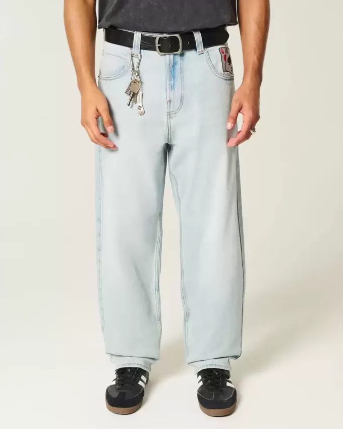 Light Wash Spelkort Grafiska Skater Baggy Jeans Light Wash Spelkort Grafiska Skater Baggy Jeans