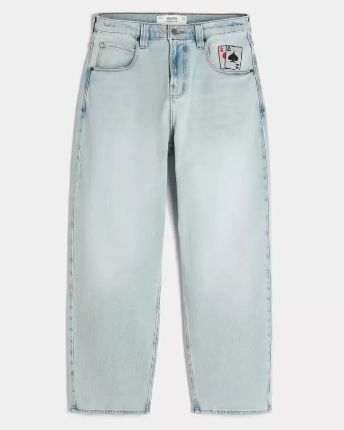 Light Wash Spelkort Grafiska Skater Baggy Jeans Light Wash Spelkort Grafiska Skater Baggy Jeans