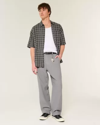 Linne-Blend Flex Midja Baggy Byxor