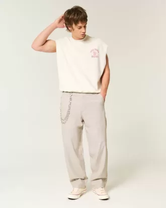 Linne-Blend Flex Midja Baggy Byxor