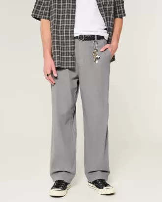 Linne-Blend Flex Midja Baggy Byxor