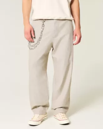 Linne-Blend Flex Midja Baggy Byxor
