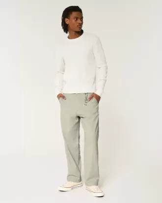 Linne-Blend Flex-Waist Baggy Byxor