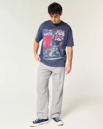 Linne-Blend Flex-Waist Baggy Byxor