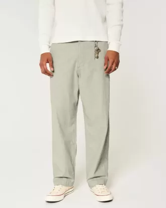 Linne-Blend Flex-Waist Baggy Byxor