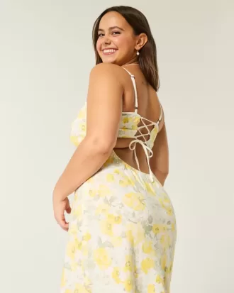 Linne-Blend Open Back Slip Midiklänning