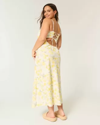 Linne-Blend Open Back Slip Midiklänning