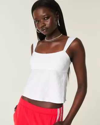 Linne-Blend Öppen-Back Top