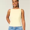 Linne-Blend Öppen-Back Top Linne-Blend Öppen-Back Top