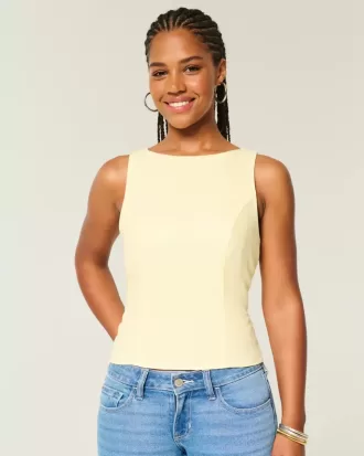 Linne-Blend Öppen-Back Top