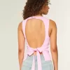 Linne-Blend Öppen-Back Top Linne-Blend Öppen-Back Top