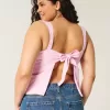 Linne-Blend Öppen-Back Top Linne-Blend Öppen-Back Top