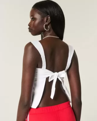 Linne-Blend Öppen-Back Top